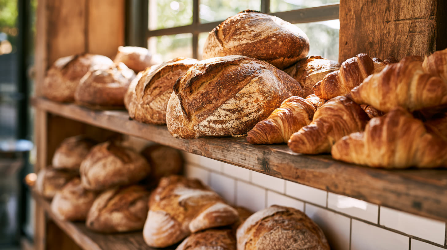 Fresh bread on the bakery counter