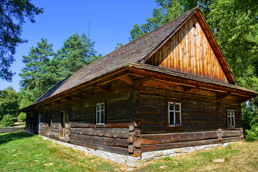 Wooden house surrounded by trees