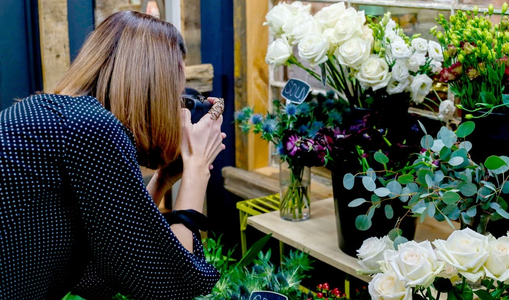 Florist arranging flowers