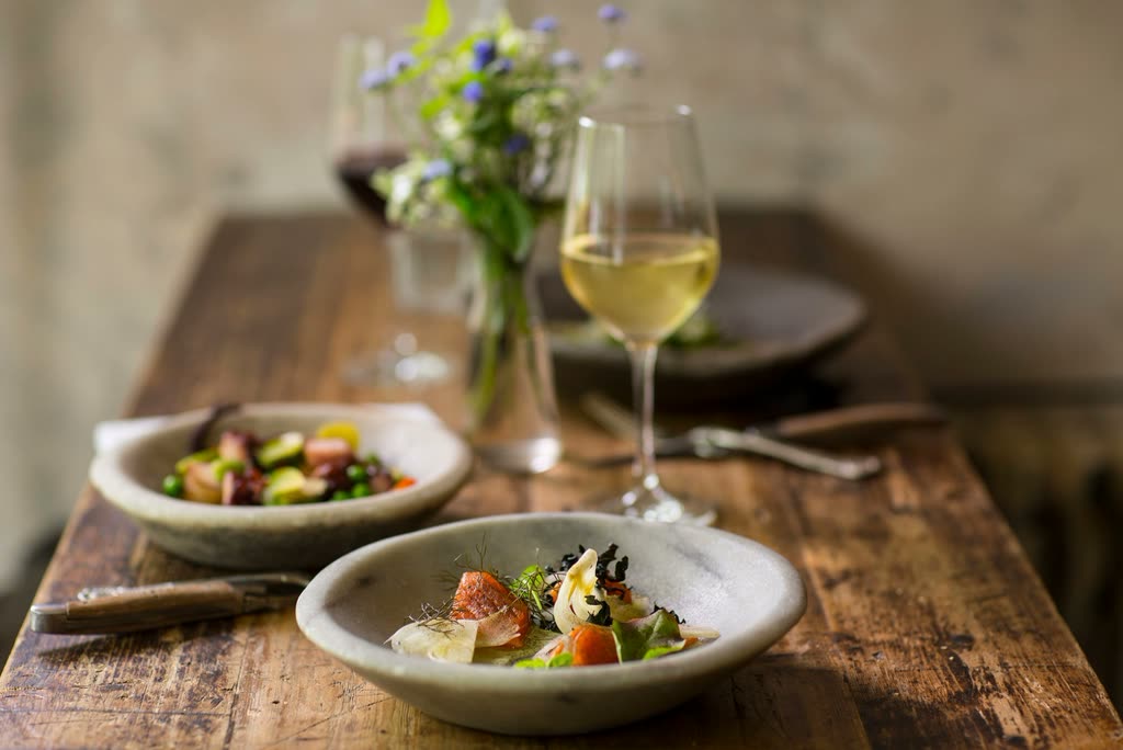 Table set with wine